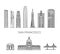 San Francisco detailed monuments silhouette. Vector illustration