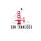 San francisco golden gate bridge and balloon vector design