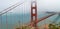 San Francisco Golden Gate Bridge on a foggy day, view from Sausalito