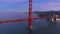 San Francisco landmark at cinematic sunset, Aerial view of Golden Gate Bridge 4K