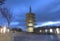 San Francisco Peace Pagoda is a five-tiered concrete stupa between Post and Geary Streets at Buchanan in San Francisco`s