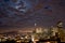 San Francisco skyline on a cloudy night