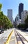 San Francisco street scene - looking along tram tracks to downtown