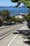 San Francisco street scene - looking long tram tracks