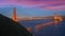 San Francisco sunset skyline in California with reflection in bay water