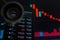 SAN FRANCISCO, US - 9 May 2019: A Graph of Decreasing Trend of MANA Decentraland Cryptocurrency. The Illustration of Red Candles