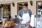 San Francisco, USA - April, 24, 2016: Chef preparing street food - cooking dungeness crab