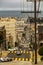 San Francisco, USA - August 26, 2018, city streets with a strong, steep slope, sometimes reaching 41 percent, view from above in