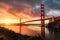 San Franciscos pride, the resplendent Golden Gate Bridge stands tall