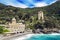 San Fruttuoso Abbey panorama and small village beach , Portofino, Liguria