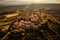 San Gimignano, Tuscany. Hill top town in Italy known for its towers and stunning panoramic views. Vintage interpretation image