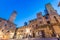 San Gimignano, Tuscany. Sunset light over medieval architecture