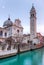 San Giorgio dei Greci with its campanile at sunset, Venice, Italy