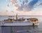 San Giorgo island against giant ship in Venice, Italy