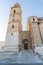 San Giustino Cathedral`s gate and his bell tower, in Chieti, Abruzzo, Italy