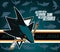 San Jose Sharks vector logo isolated on teel background with sharks.NHL.