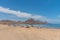 SAN JOSE, SPAIN, JUNE 21, 2019: People are enjoying a sunny day at Playa de los Genoveses beach at Cabo de gata in Spain