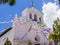 San Lorenzo church and its colorful prayer flags , Zinacantan, Chiapas, Mexico