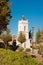 San Lucas church tower built in 1740 in the main square of the village named Toconao in an oasis at the Salar de Atacama, Atacama