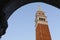 San Marco bell tower in San Marco Square, Venice, Veneto, Italy, Europe