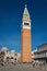 San Marco square and St Mark`s Basilica and Campanile di San Marco in Venice, Italy