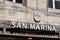 San marina sign text store and logo brand shop on facade boutique shoes