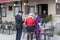 SAN MARINO - APRIL 09, 2019 - A policeman issues a fine to street actors