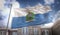 San Marino Flag 3D Rendering on Blue Sky Building Background