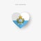 San Marino heart shaped flag. Origami paper cut Most Serene Republic national banner