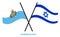 San Marino and Israel Flags Crossed And Waving Flat Style. Official Proportion. Correct Colors