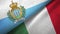 San Marino and Italy two flags textile cloth, fabric texture