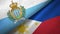 San Marino and Philippines two flags textile cloth, fabric texture