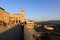 San Marino, San Marino Republic, July 1 2019: Freedom Square in San Marino with the Parva Domus church