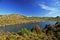 San Martin de los Andes Argentina panoramic view of landscape with mirrored lake in summer mountains