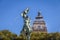 San Martin Statue and Clock Tower of Rosario University Law School Building at Plaza San Martin Square - Rosario, Santa Fe, Argent