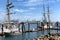 SAN PEDRO, CALIFORNIA - 06 MAR 2020: Sailing Ships at dock in San Pedro, Port of Los Angeles