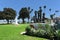 SAN PEDRO, CALIFORNIA - 27 AUG 2021: Juan Rodriguez Cabrillo Statue at the Bathhouse at Cabrillo Beach
