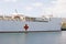 San Pedro/California - April 4, 2020: US Naval Hospital Ship docked in San Pedro, Ca in preparation of the Coronavirus Pandemic.