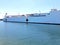 San Pedro/California - April 4, 2020: US Naval Hospital Ship docked in San Pedro, Ca in preparation of the Coronavirus Pandemic.