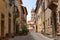 San Quirico d`Orcia, Italy - April 24, 2018: Street view of San Quirico d`Orcia. A small typical town in Italy