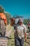 San Rafael, Argentina, March 13, 2020: Men harvesting fine grapes