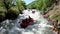 San Rafael, Argentina, October 27, 2023: Video Rafting in Rio Atuel, in Valle Grande, CaÃ±on del Atuel