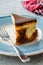 San Sebastian Cheesecake Slice on Plate / Creamy Plain Spain Style