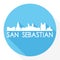 San Sebastian Spain Flat Icon Skyline Silhouette Design City Vector Art Round Logo.