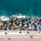 San Sebastian, Spain - Footpath following the coastline around San Sebastian`s old town at the mouth of the Urumea