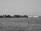 San Servolo island in Venice in black and white