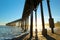 San Simeon pier with waves, near Hearst Castle, California, USA