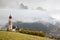 san Valentino church on a foggy late autumn day, Siusi allo Sciliar, Castelrotto, Dolomites, Italy