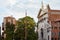 San Vidal church facade and trees in Venice, Italy