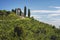 San Vigilio church on top of Prosecco vineyard hill. Col San Martino, Italy